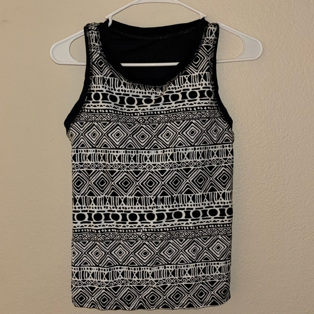 Razor back Black and White Swim Top